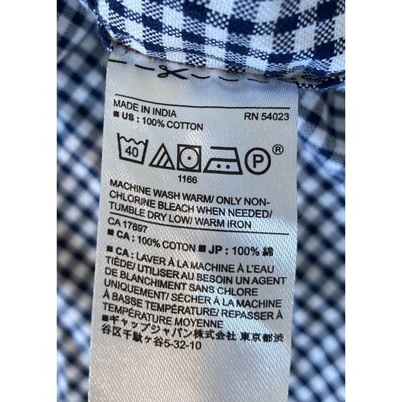 Banana Republic Oxford Checked Untucked Button Up Shirt Size Medium Men’s Navy - Picture 4 of 7